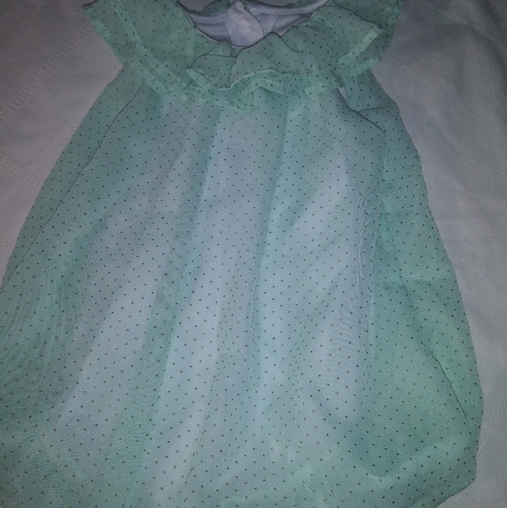 Girls Nanette mint gold dot bubble dress 12 months
